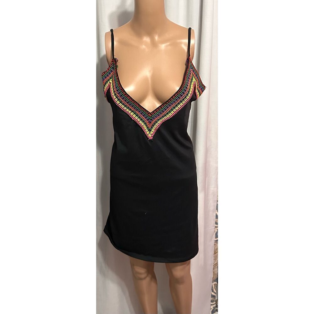 NEW WITH TAGS SEXY YANDY RAINBOW COLORED AND BLACK LINGERIE/DRESS size small